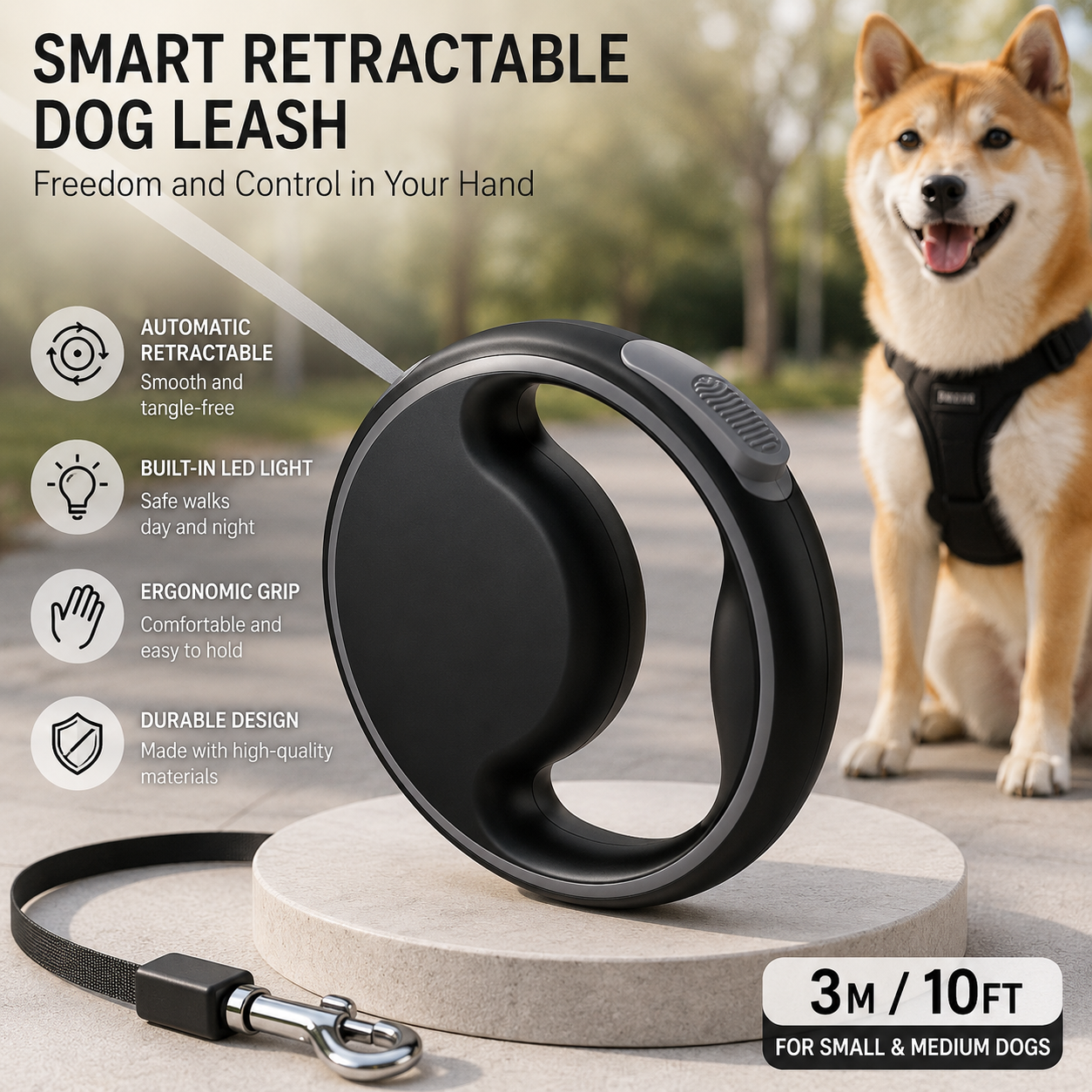 Automatic Lighting Telescopic Dog Leash