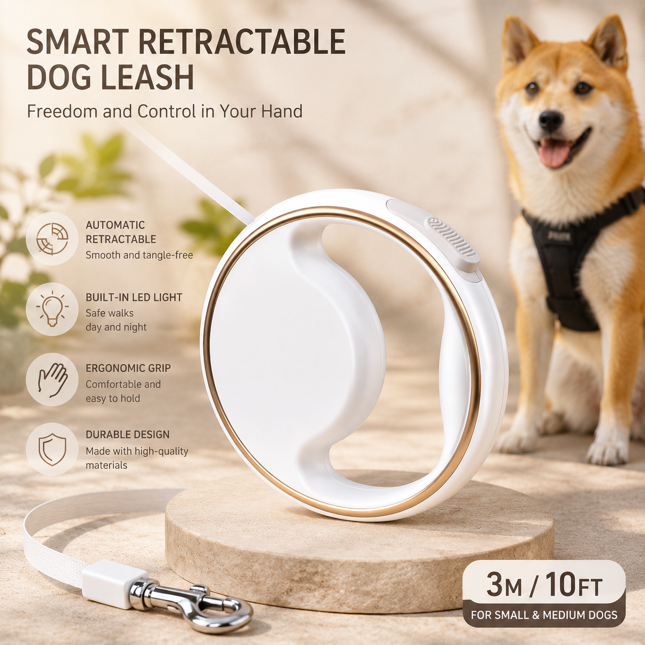 Automatic Lighting Telescopic Dog Leash